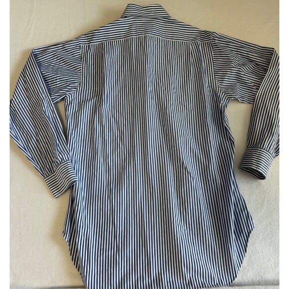 Gitman Bros Mens Shirt 15/33 White Blue Stripe Vtg Dress Button Up - Picture 2 of 3